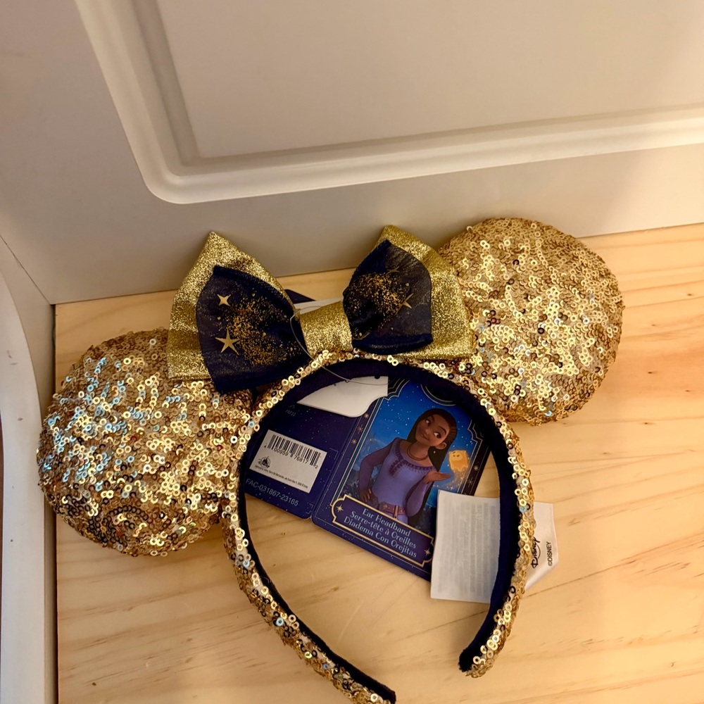 Disney Mouse Ears - Disney Wish Animated Movie - Gold Sequined Headband NWT - Picture 4 of 6